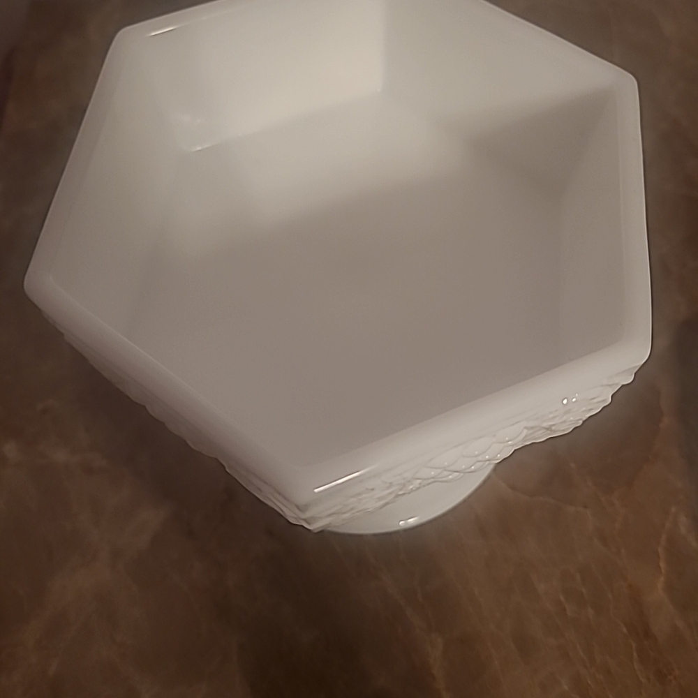 White Milk Glass Candy Dish - Picture 3 of 6